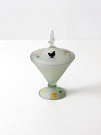 1930s satin glass covered candy dish