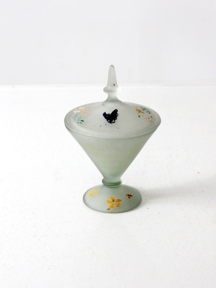1930s satin glass covered candy dish