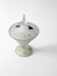 1930s satin glass covered candy dish