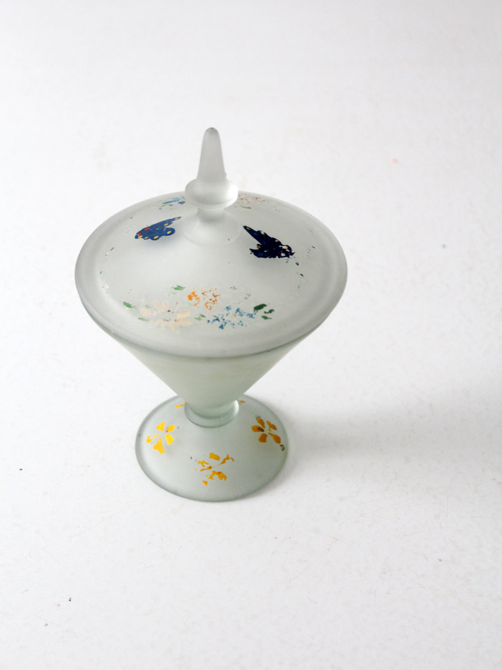 1930s satin glass covered candy dish