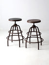 mid century industrial stools pair