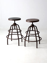 mid century industrial stools pair
