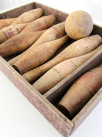 antique wooden bowling pins game with box