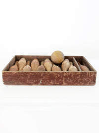 antique wooden bowling pins game with box