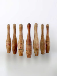 antique wooden bowling pins game with box