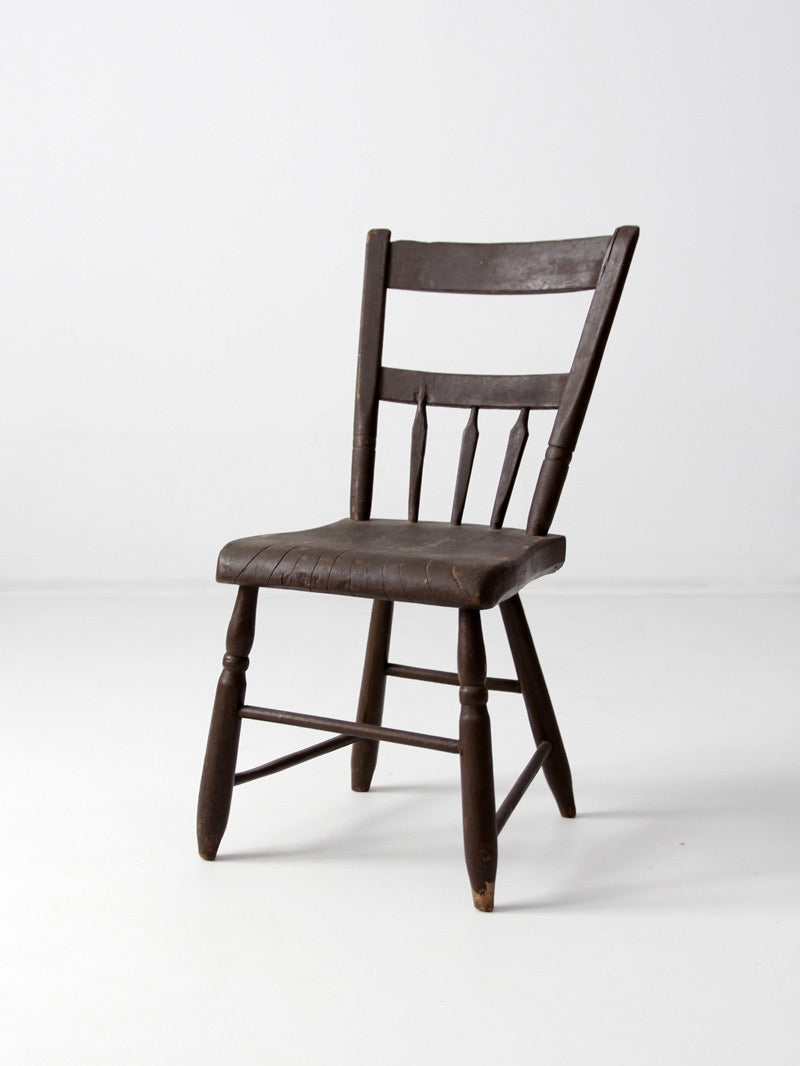 antique primitive plank seat chair