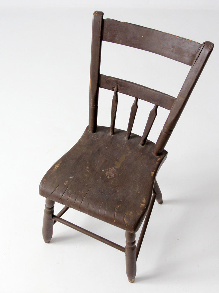 antique primitive plank seat chair