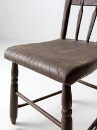 antique primitive plank seat chair