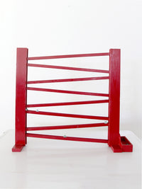 mid-century red wooden marble run toy