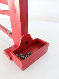 mid-century red wooden marble run toy