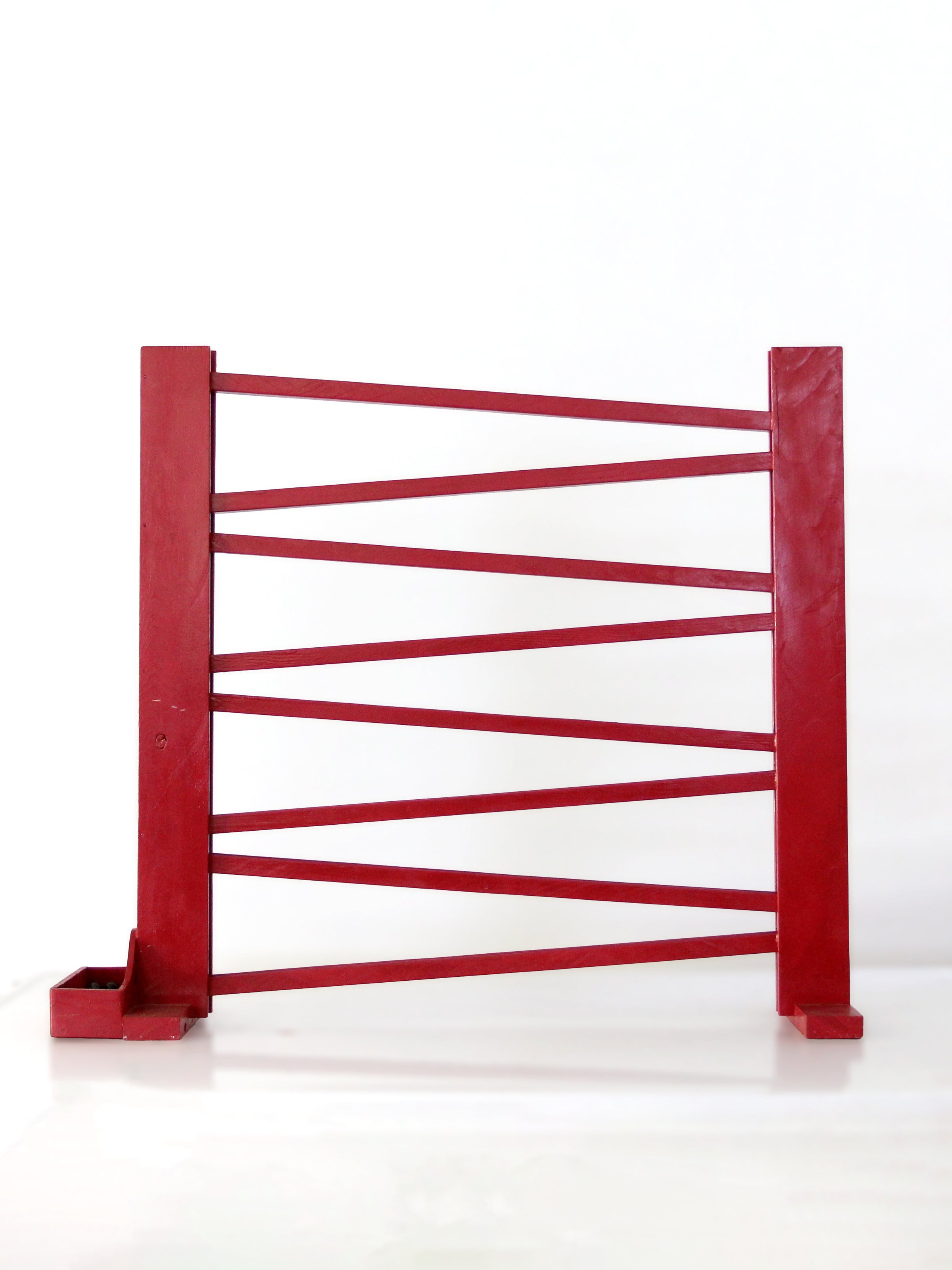 mid-century red wooden marble run toy