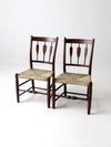 antique rush dining seat chairs pair