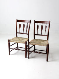 antique rush dining seat chairs pair