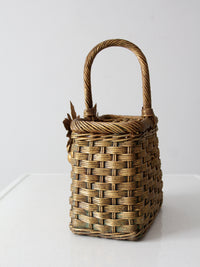 vintage gold wicker basket