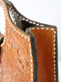 vintage 1950s tooled leather western handbag