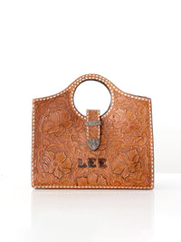 vintage 1950s tooled leather western handbag