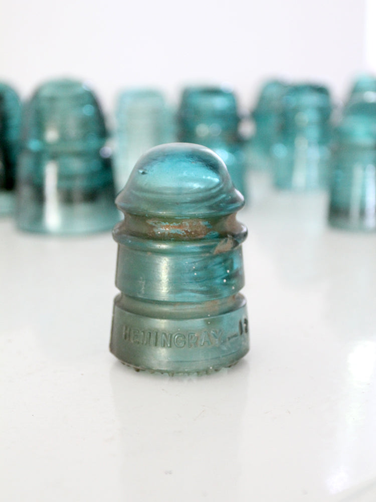 antique Hemingray No. 12 aqua glass telephone insulator