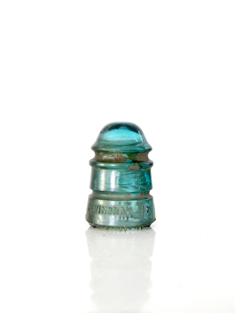 antique Hemingray No. 12 aqua glass telephone insulator