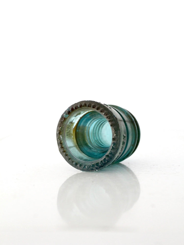 antique Hemingray No. 12 aqua glass telephone insulator
