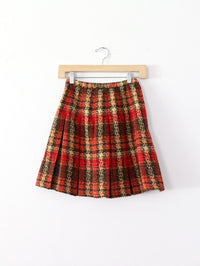 vintage 1960s red plaid mini skirt