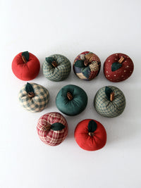 vintage hand-made fabric apple ornaments set of 9