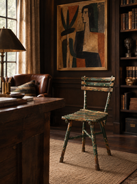 antique green painted rustic Adirondack chair