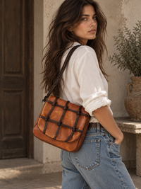 vintage sculptural faux leather shoulder bag