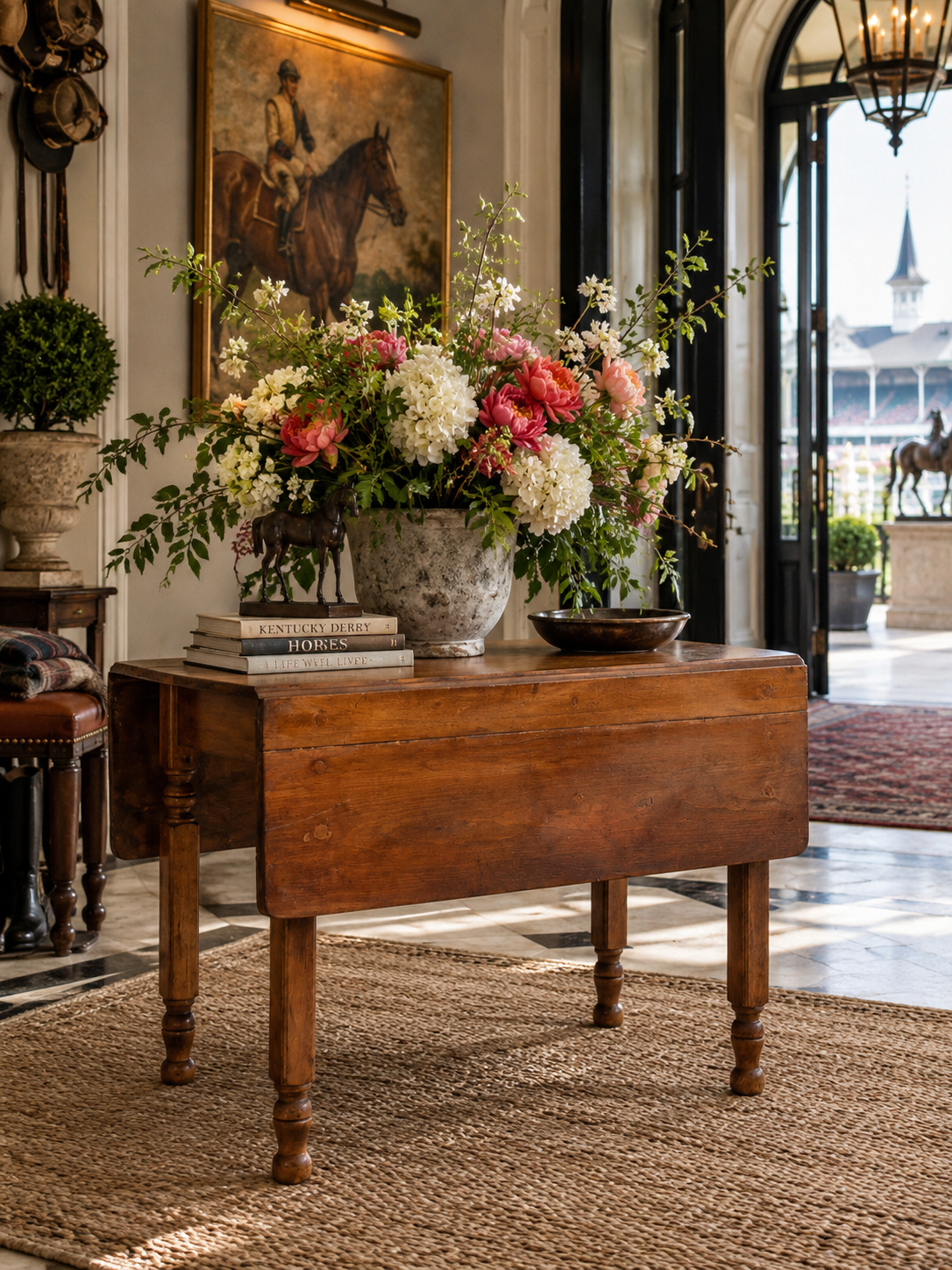 antique American country drop leaf table
