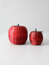 vintage wicker apple shaped baskets pair