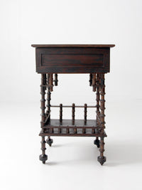 antique folk art spool table, 1935