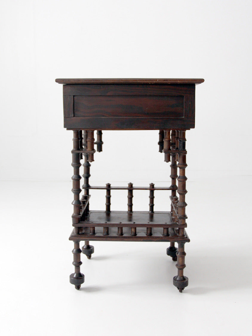 antique folk art spool table, 1935