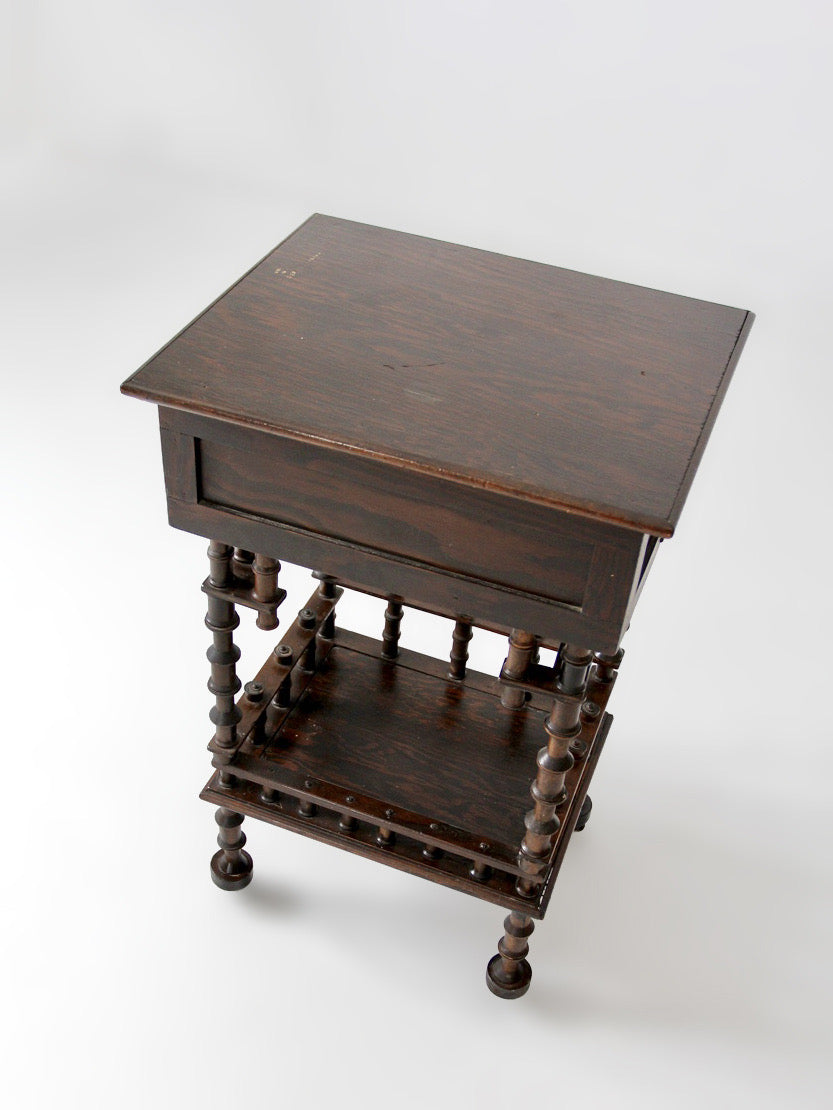 antique folk art spool table, 1935