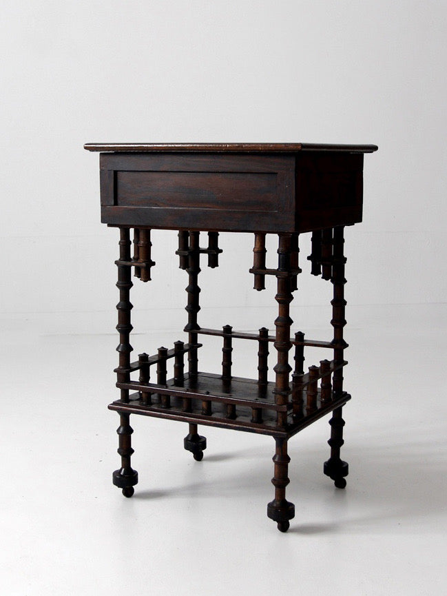 antique folk art spool table, 1935