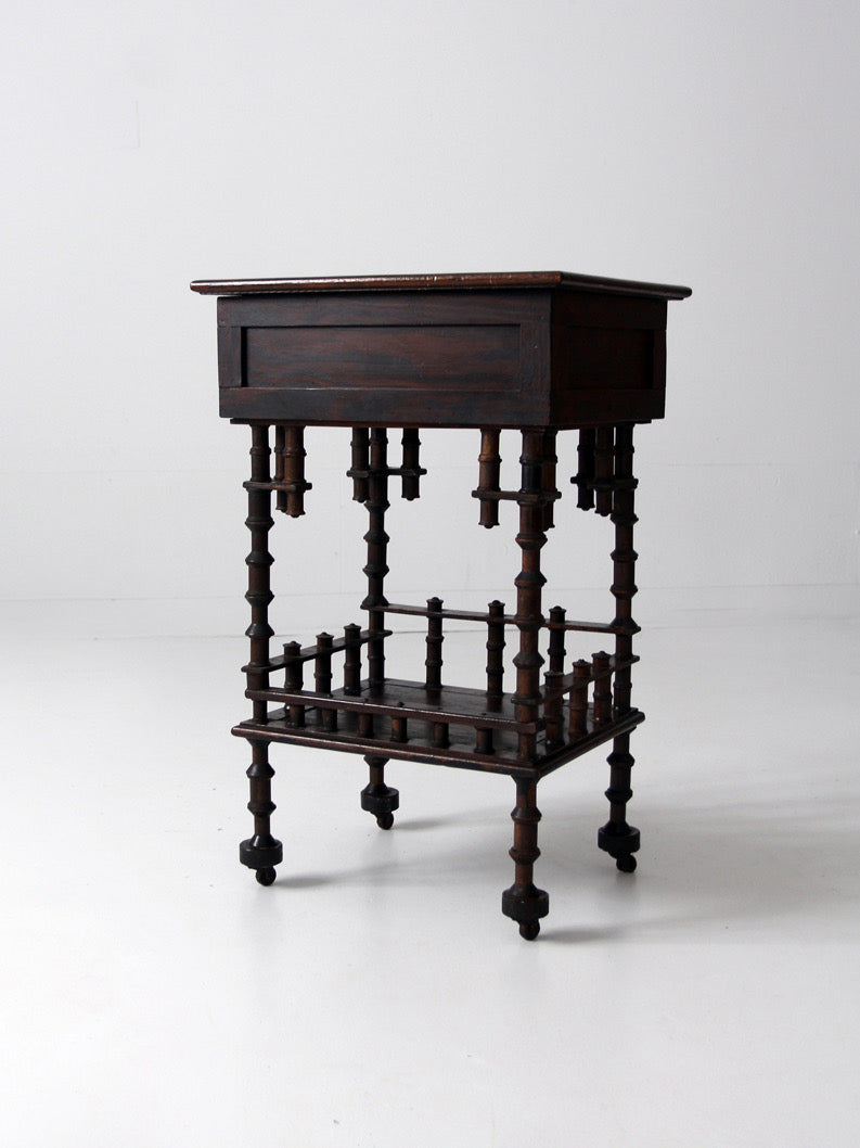 antique folk art spool table, 1935