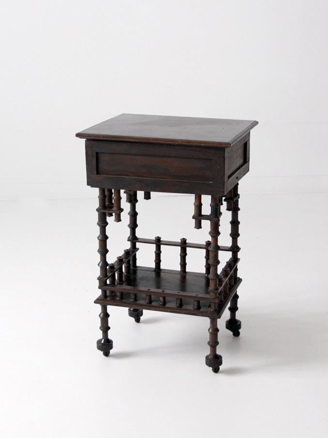 antique folk art spool table, 1935