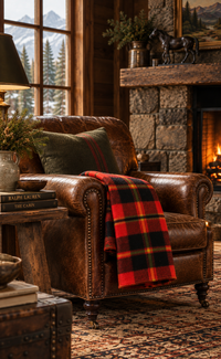 vintage red plaid wool blanket