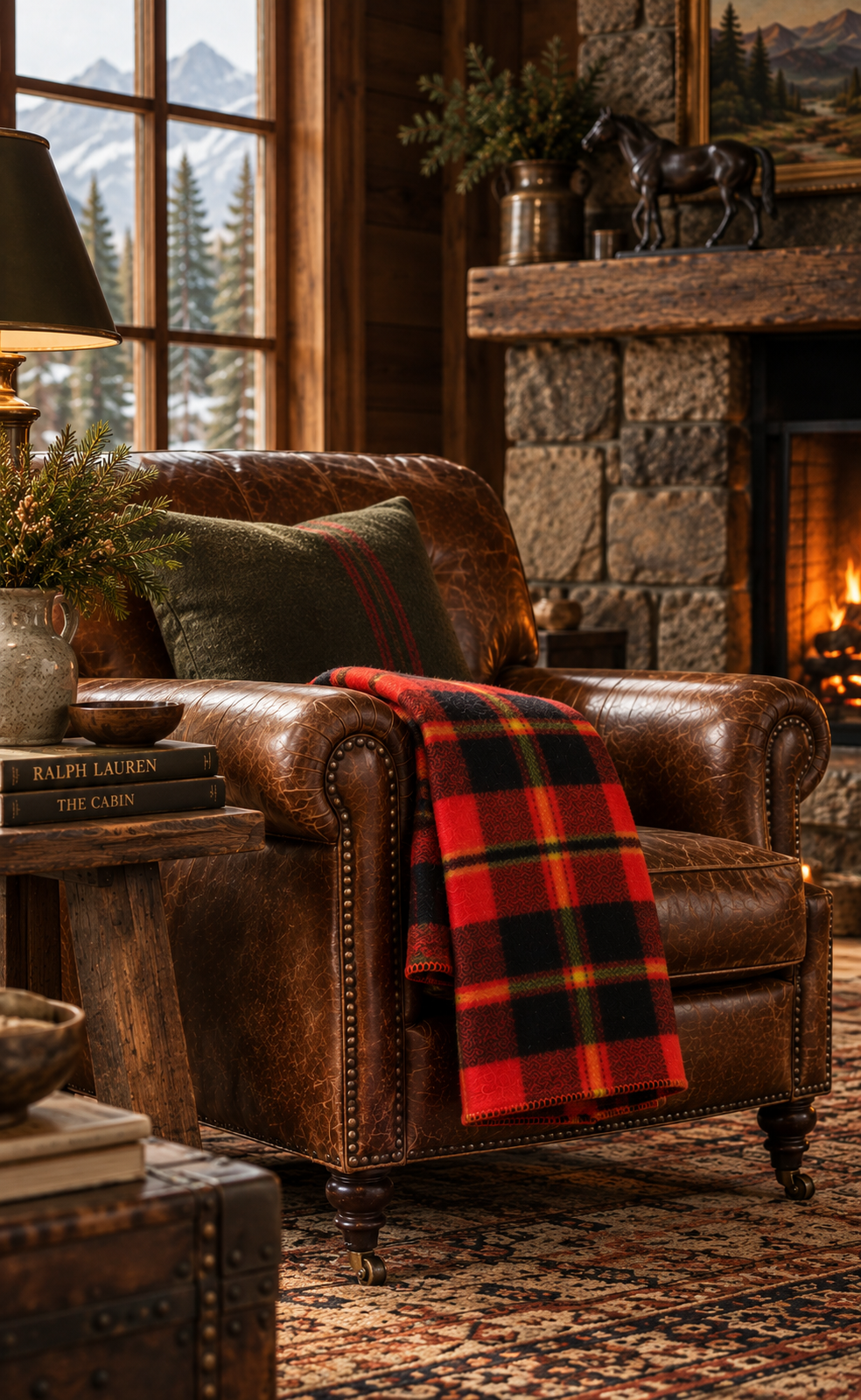 vintage red plaid wool blanket