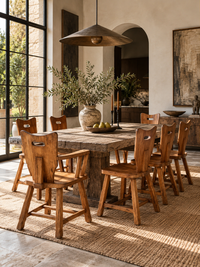1940s American rustic oak dining chairs | set of six