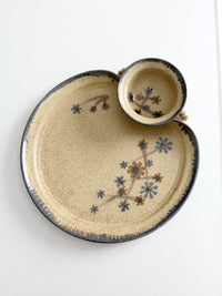 vintage studio pottery tray with side bowl