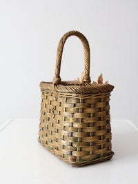 vintage gold wicker basket