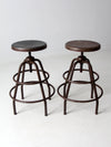 mid century industrial stools pair