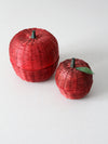 vintage wicker apple shaped baskets pair