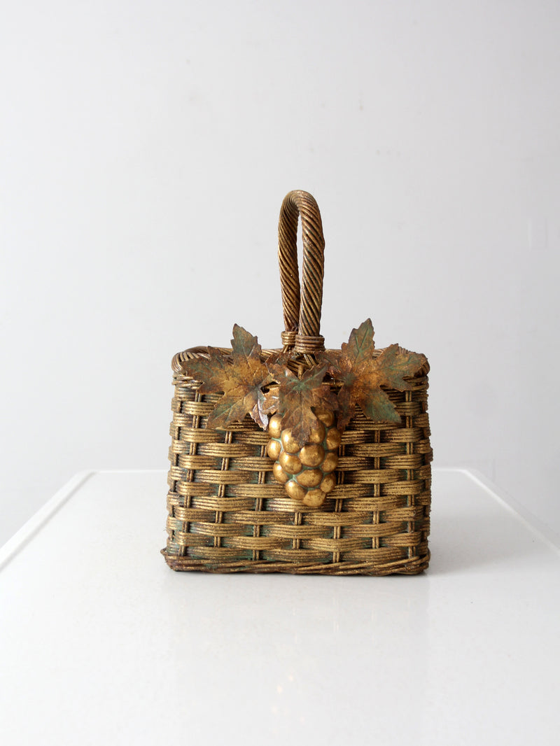 vintage gold wicker basket