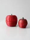 vintage wicker apple shaped baskets pair