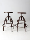 mid century industrial stools pair