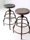 mid century industrial stools pair