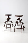 mid century industrial stools pair