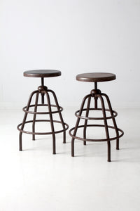 mid century industrial stools pair