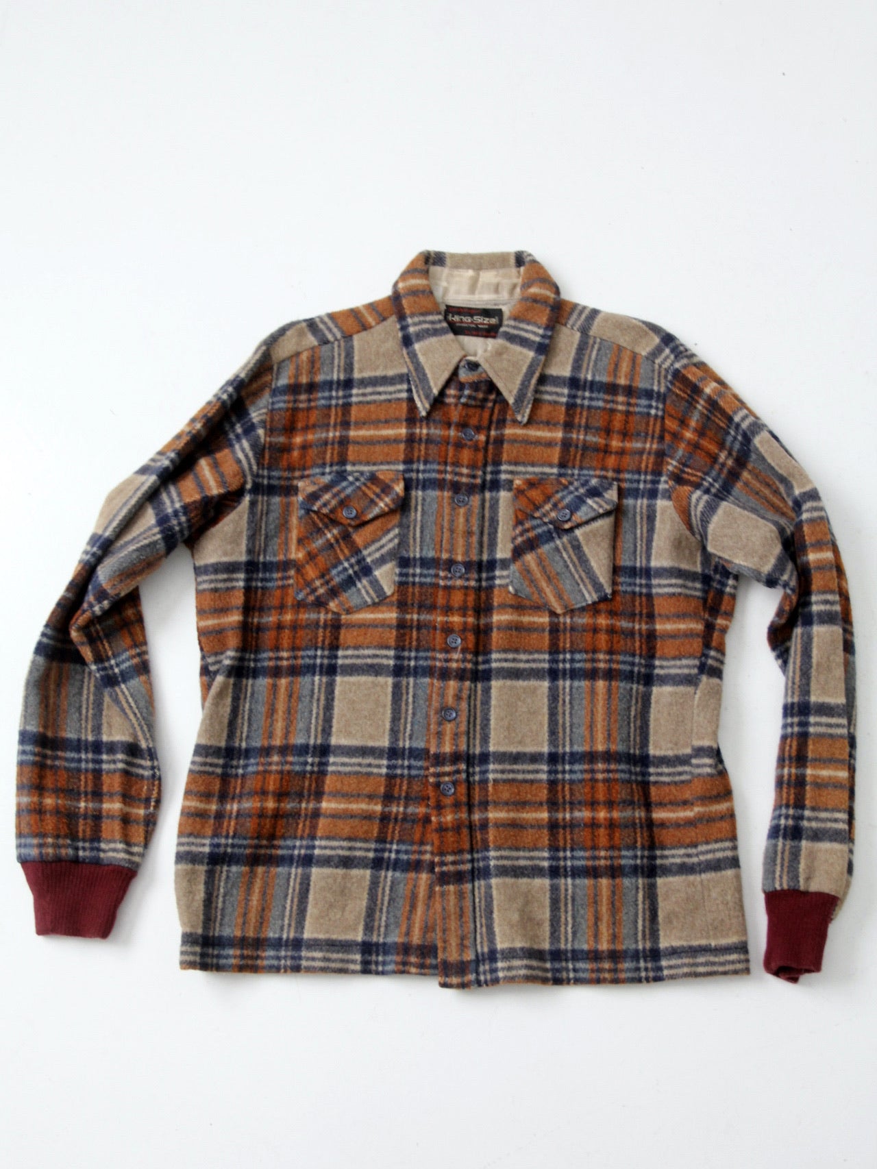 vintage 70s woolly plaid shirt jacket by the King Size Co