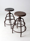 mid century industrial stools pair